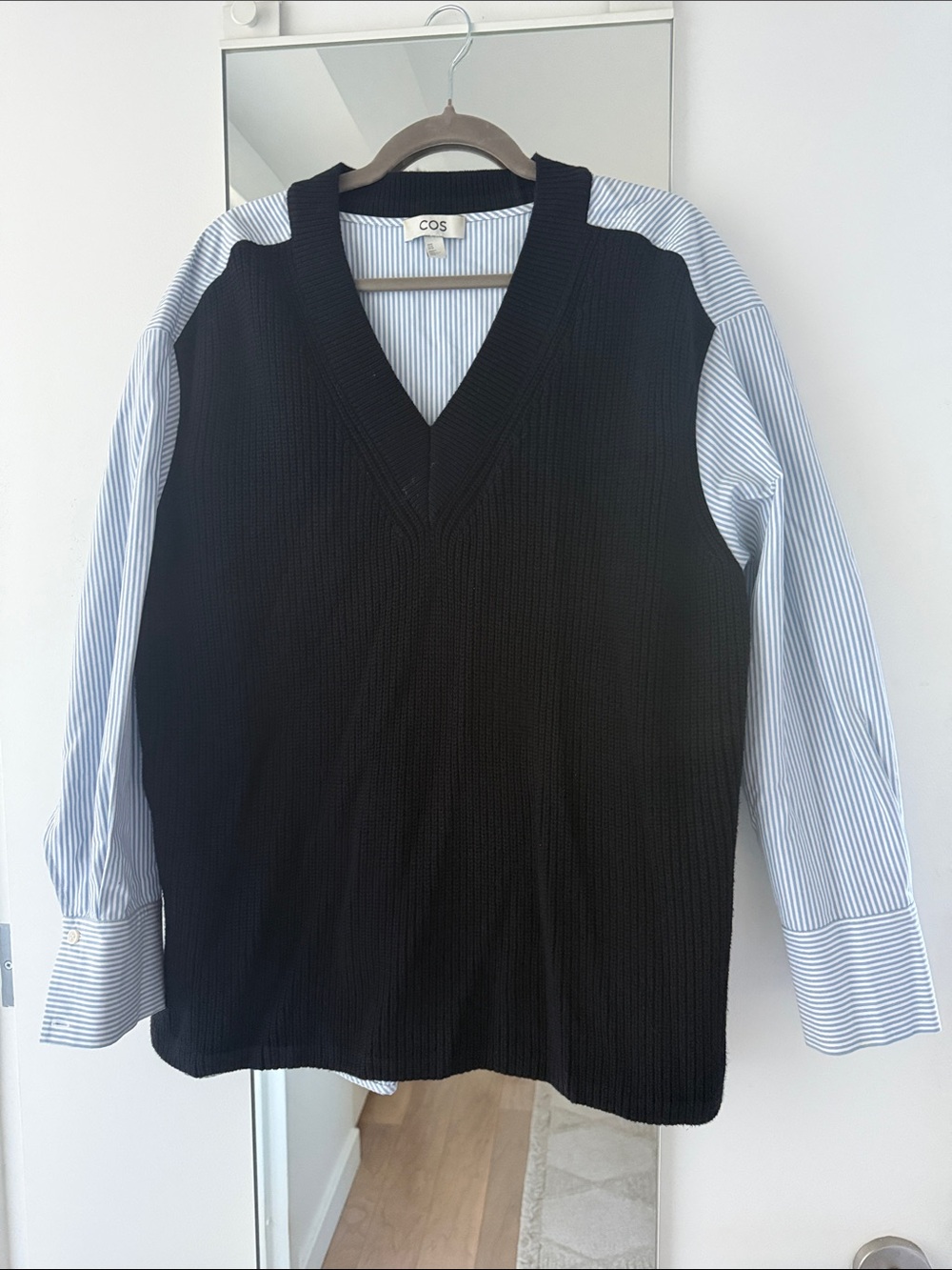 COS V neck sweater front shirt